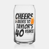 Cheers and Beers Personalized Birthday Blikvorm Glas (Voorkant)