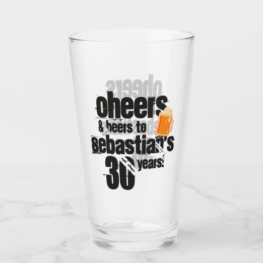 Cheers and Beers Personalized Birthday Glas (Voorkant)