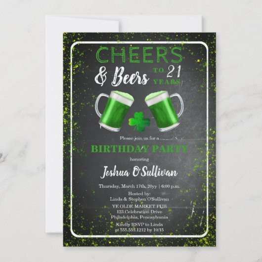 Cheers and Beers St. Patricks 21e verjaardag Kaart (Voorkant)