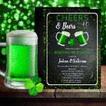 Cheers and Beers St. Patricks 40th Birthday Party Kaart<br><div class="desc">Viel de verjaardag van een speciaal iemand in stijl met dit bijtende "Cheers and Beers"-karton en schuimende groene bierbrouwerij mok-barroom,  zie "Birthday Party"-design met groene confetti-stippen. Composietontwerp door vakantieharten Design (gereserveerde rechten).</div>