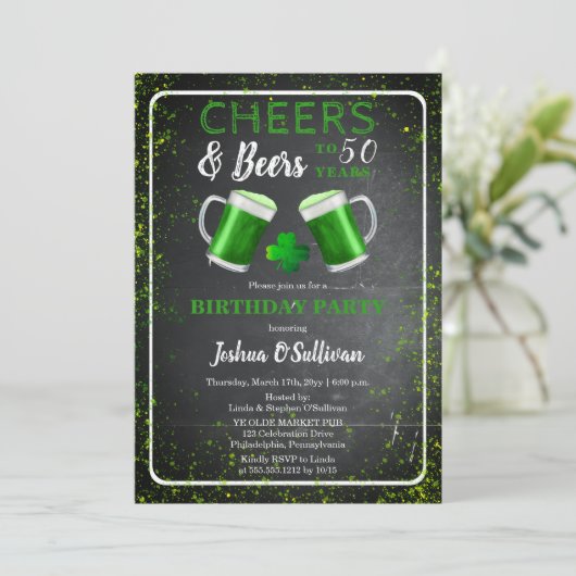 Cheers and Beers St. Patricks 50e verjaardag Kaart (Staand voorkant)