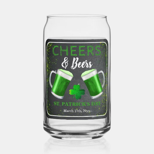 Cheers and Beers St. Patrick's Day Party Blikvorm Glas (Voorkant)