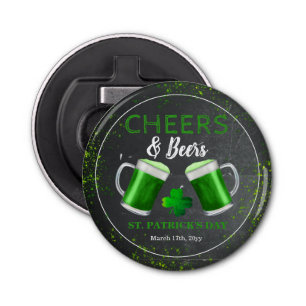Cheers and Beers St. Patricks Day Party Button Flesopener