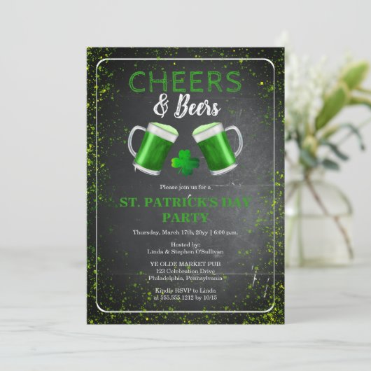 Cheers and Beers St. Patricks Day Party Kaart (Staand voorkant)