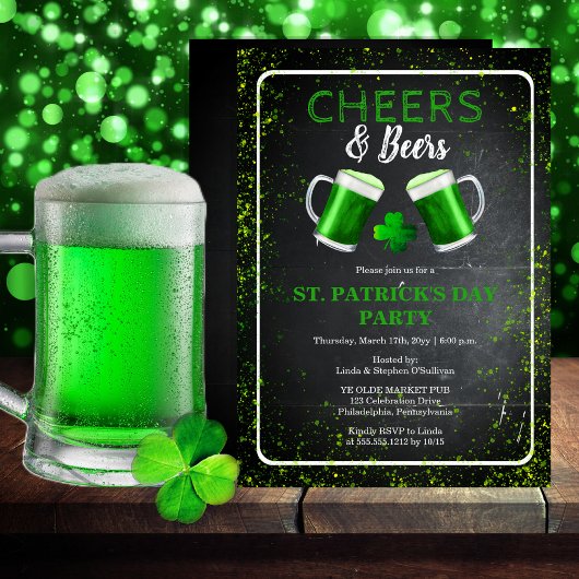 Cheers and Beers St. Patricks Day Party Kaart