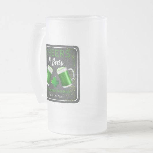 Cheers and Beers St. Patricks Day Party Matglas Bierpul (Voorkant links)