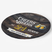 Cheers and Beers to 21 Years Rustic Birthday Papieren Bordje (Gekanteld)