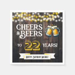 Cheers and Beers to 22 Years Rustic Birthday Servet