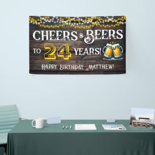 Cheers and Beers to 24 Years Birthday Party Banner (Beurs)