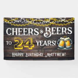 Cheers and Beers to 24 Years Birthday Party Banner