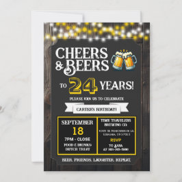 Cheers and Beers to 24 Years Brewery Birthday Kaart