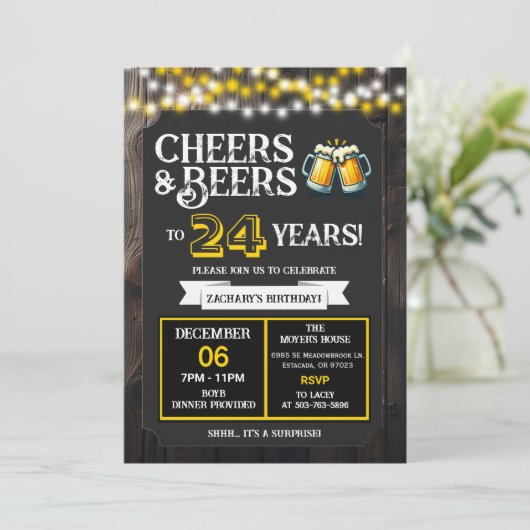 Cheers and Beers to 24 Years Surprise Backyard Kaart (Staand voorkant)