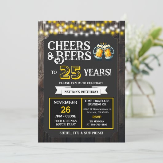 Cheers and Beers to 25 Years Surprise Brewery Kaart (Staand voorkant)