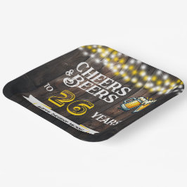 Cheers and Beers to 26 Years Rustic Birthday Papieren Bordje