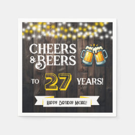 Cheers and Beers to 27 Years Rustic Birthday Party Servet