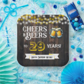 Cheers and Beers to 29 Years Rustic Birthday Papieren Bordje (Feest)