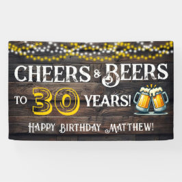 Cheers and Beers to 30 Years Birthday Party Banner