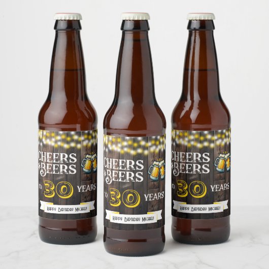 Cheers and Beers to 30 Years Rustic Birthday Bier Etiket (Flessen)