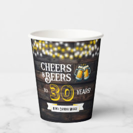 Cheers and Beers to 30 Years Rustic Birthday Papieren Bekers