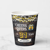 Cheers and Beers to 31 Years Rustic Birthday Papieren Bekers (Voorkant)