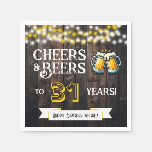 Cheers and Beers to 31 Years Rustic Birthday Party Servet (Voorkant)