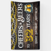 Cheers and Beers to 32 Years Birthday Party Banner (Verticaal)