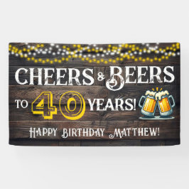 Cheers and Beers to 40 Years Birthday Party Banner