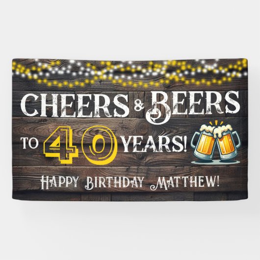 Cheers and Beers to 40 Years Birthday Party Banner (Horizontaal)