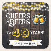 Cheers and Beers to 40 Years Rustic Birthday Kartonnen Onderzetters (Voorkant)