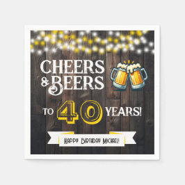 Cheers and Beers to 40 Years Rustic Birthday Party Servet