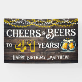 Cheers and Beers to 41 Years Birthday Party Banner