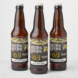 Cheers and Beers to 41 Years Rustic Birthday Bier Etiket