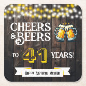 Cheers and Beers to 41 Years Rustic Birthday Kartonnen Onderzetters (Voorkant)