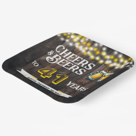 Cheers and Beers to 41 Years Rustic Birthday Papieren Bordje