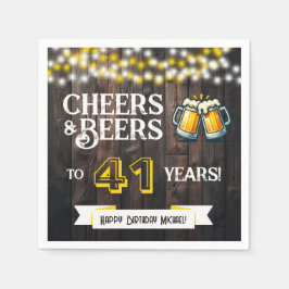 Cheers and Beers to 41 Years Rustic Birthday Party Servet
