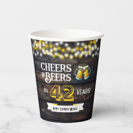 Cheers and Beers to 42 Years Rustic Birthday Papieren Bekers