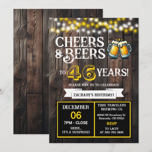 Cheers and Beers to 46 Years Surprise Brewery Kaart (Voorkant / Achterkant)