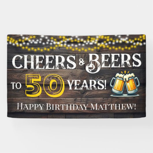 Cheers and Beers to 50 Years Birthday Party Banner (Horizontaal)