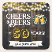Cheers and Beers to 50 Years Rustic Birthday Kartonnen Onderzetters (Voorkant)