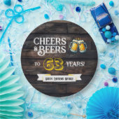 Cheers and Beers to 63 Years Rustic Birthday Papieren Bordje (Feest)