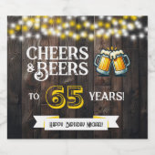 Cheers and Beers to 65 Years Rustic Birthday Bier Etiket (Enkel label)