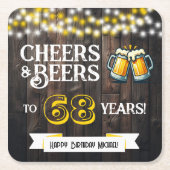 Cheers and Beers to 68 Years Rustic Birthday Kartonnen Onderzetters (Voorkant)