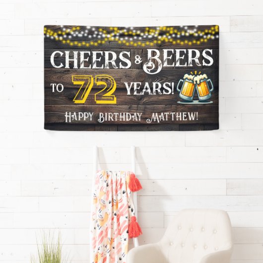 Cheers and Beers to 72 Years Birthday Party Banner (Insitu)