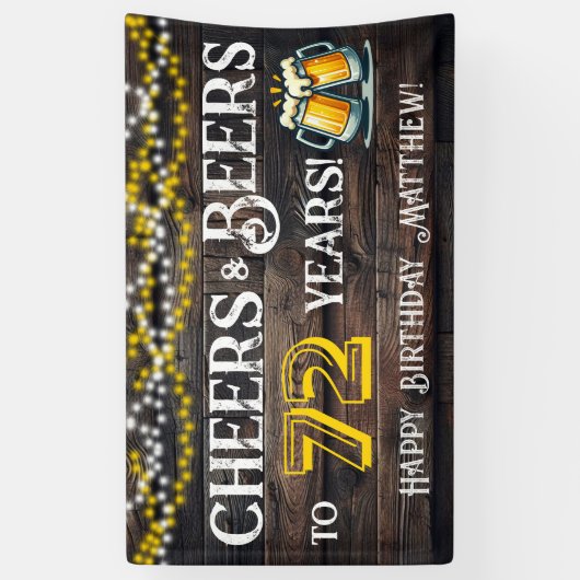 Cheers and Beers to 72 Years Birthday Party Banner (Verticaal)