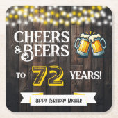 Cheers and Beers to 72 Years Rustic Birthday Kartonnen Onderzetters (Voorkant)
