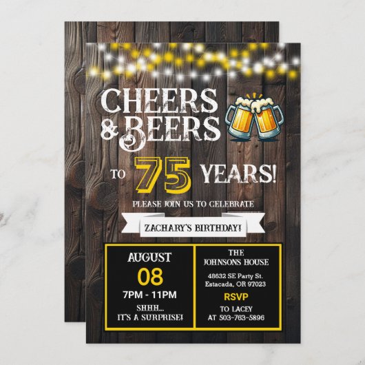 Cheers and Beers to 75 Years Surprise Backyard Kaart (Voorkant / Achterkant)