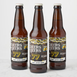 Cheers and Beers to 77 Years Rustic Birthday Bier Etiket