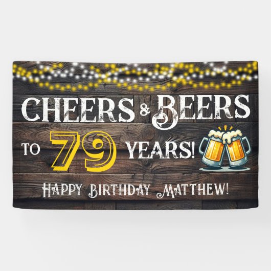 Cheers and Beers to 79 Years Birthday Party Banner (Horizontaal)