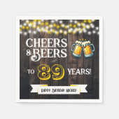 Cheers and Beers to 89 Years Rustic Birthday Party Servet (Voorkant)