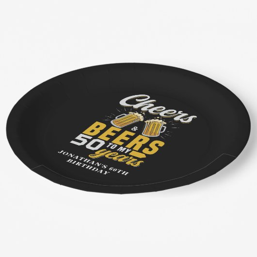 Cheers and Beers to my 50 Years, Any Birthday Papieren Bordje (Gekanteld)